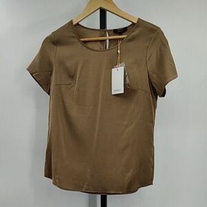 NWT Quince Washable Silk Tee Brown XS